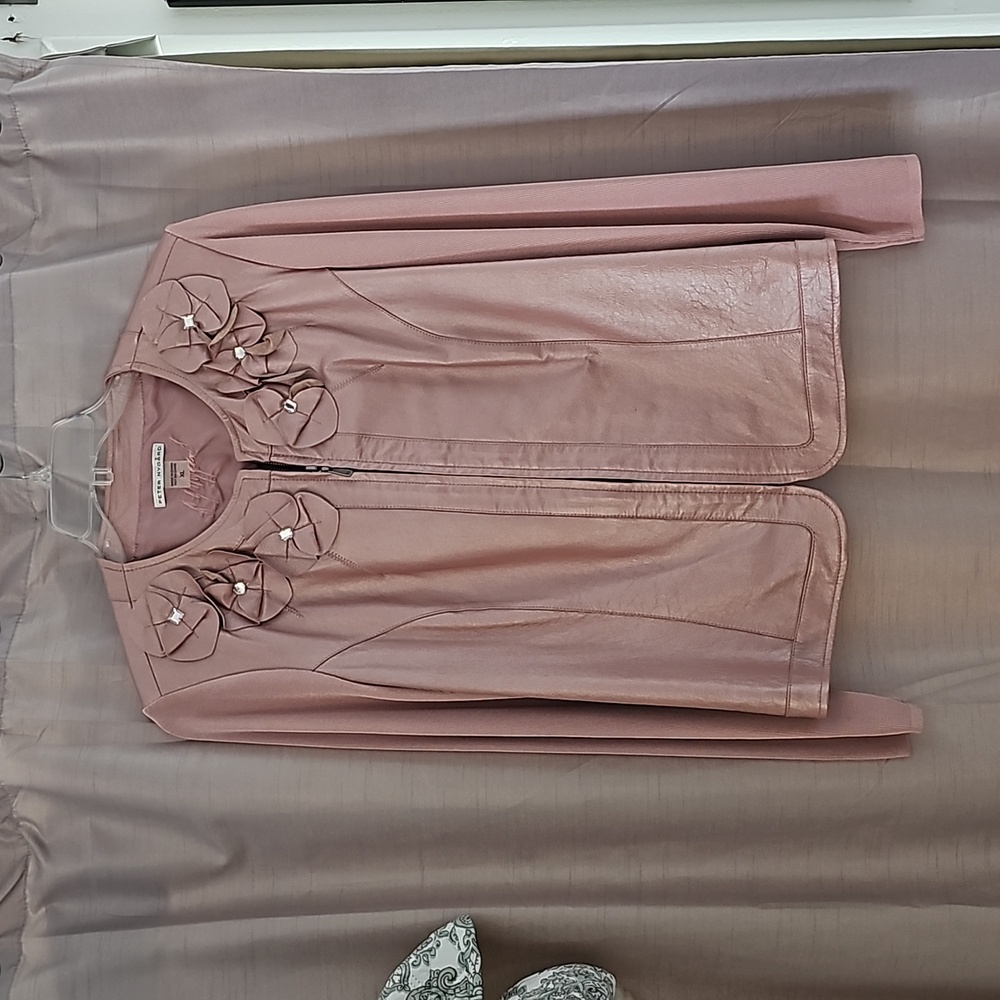Peter Nygard Pink Leather/Knit Jacket
